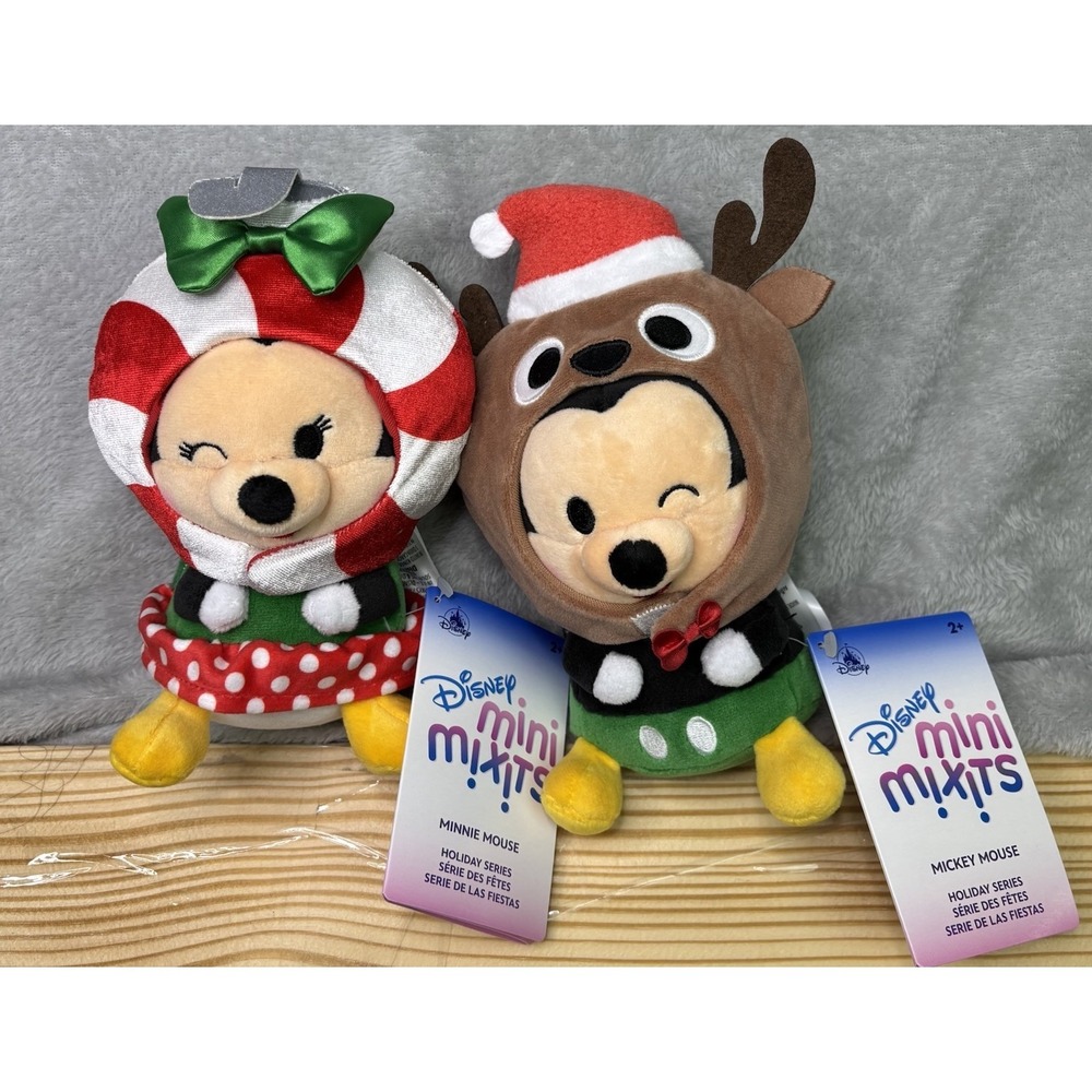 Disney Minnie And Mickey Holiday Mini‎ Mix-it Plush Set NWT